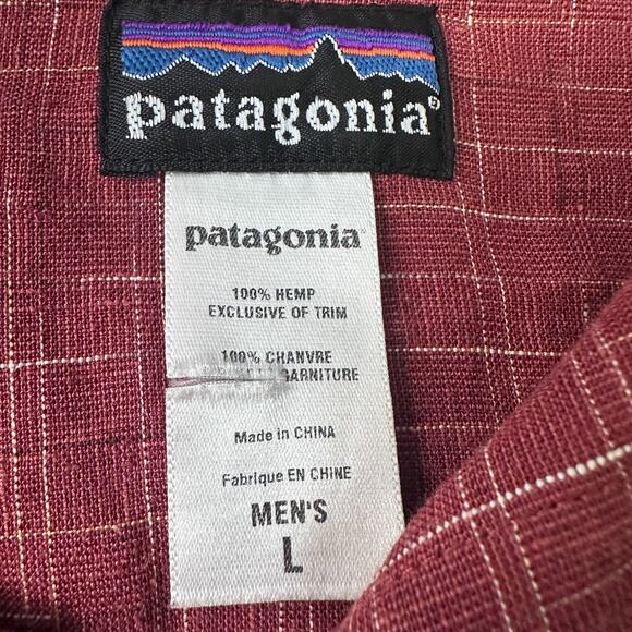 Vintage Patagonia Shirt Men’s Large Red 100% Hemp Pocket Button-Up 2006 Y2K - Picture 6 of 11